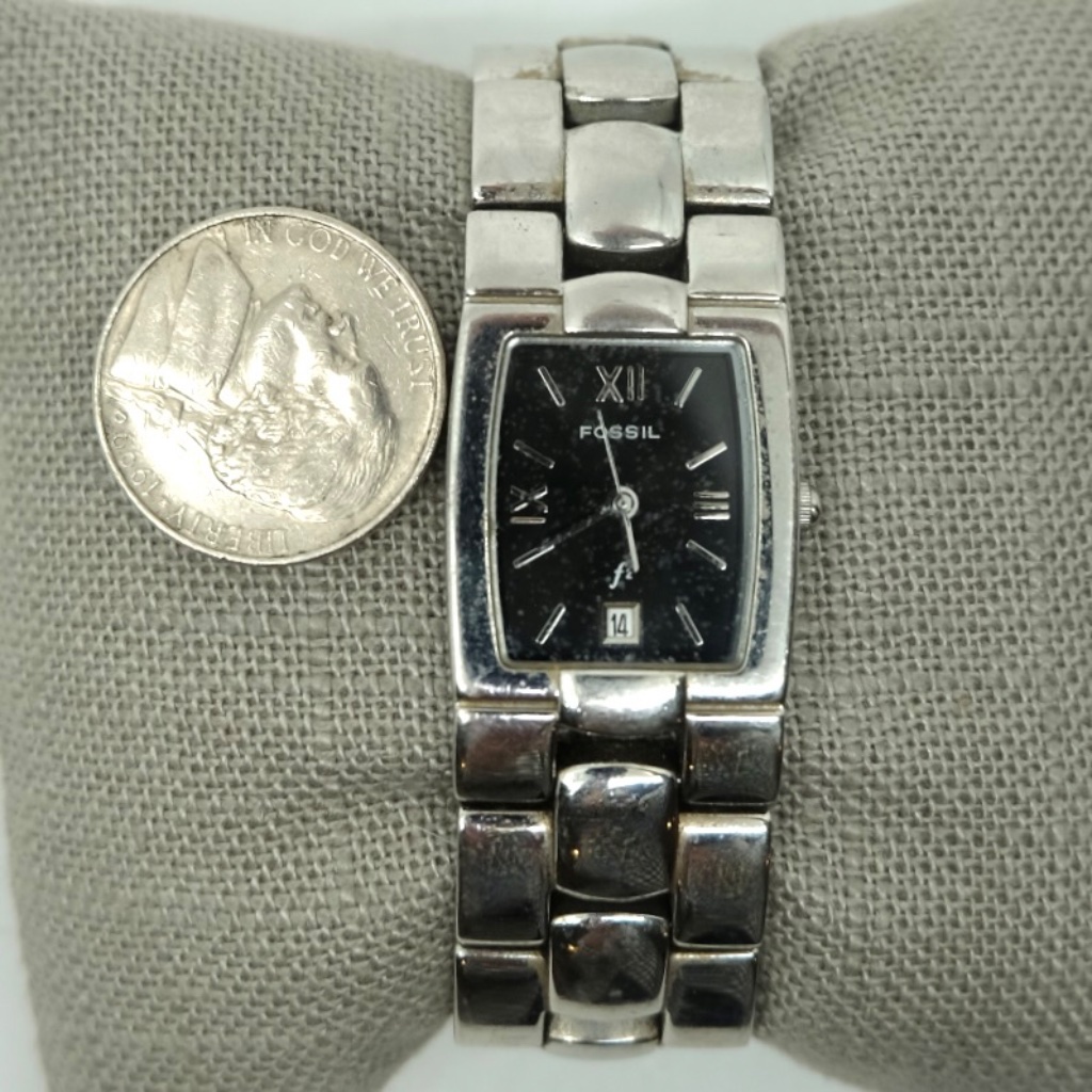 Fossil9517Ladies Black Square Dial Stainless Steel Watch